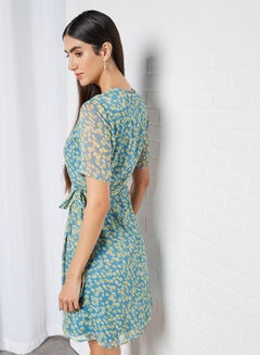 Y.A.S Printed Mini Dress Blue Heaven Claris Aop  - Image 3