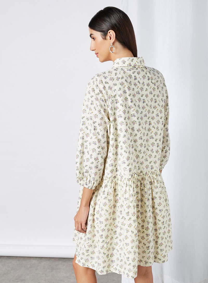Y.A.S - Cala Shirt Dress Eggnog Aop - Image 1