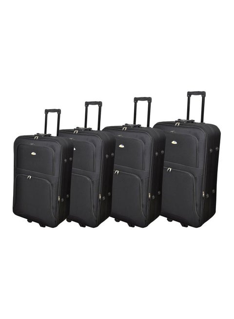 4-Piece Soft Case Luggage Trolley Set Black