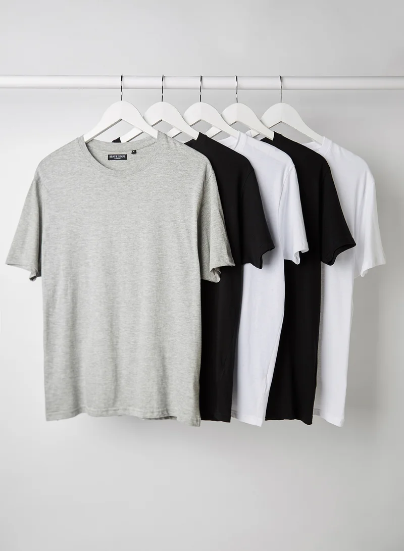 برايف سول Harris T-Shirt (Pack of 5) Black/White/Lt Grey Marl