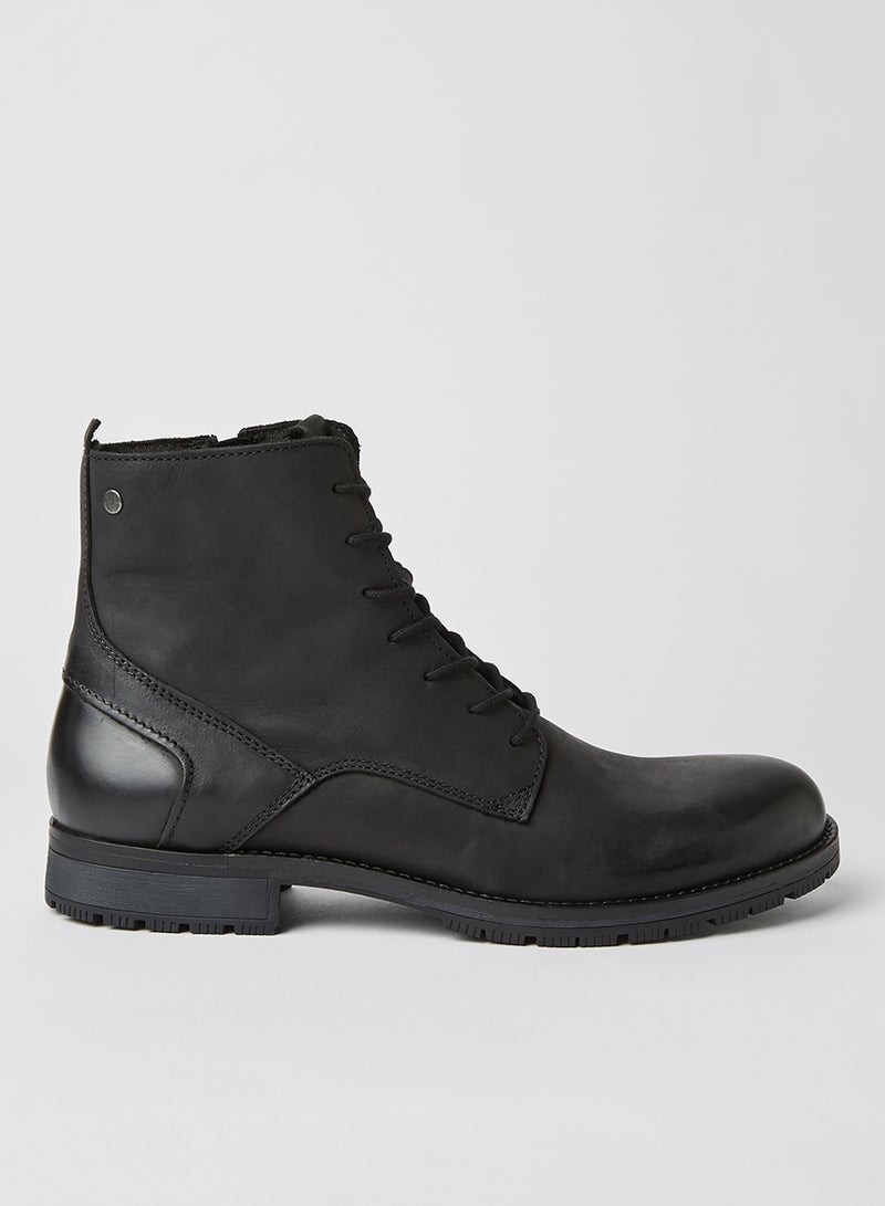 JACK & JONES - Orca Leather Boots Anthracite - Image 1