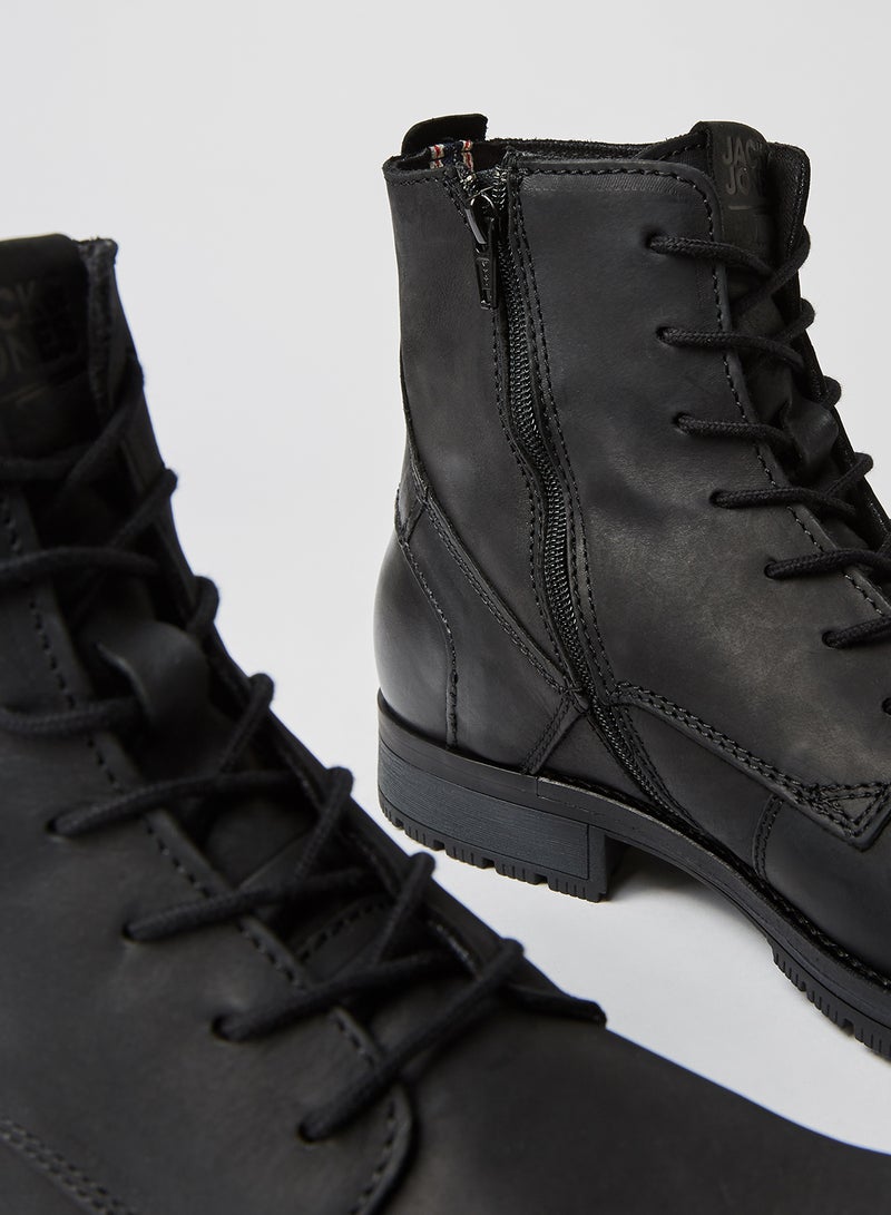 JACK & JONES - Orca Leather Boots Anthracite - Image 1