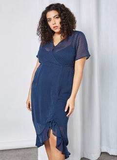 Sheer Ruffled Mesh Dress Black Iris