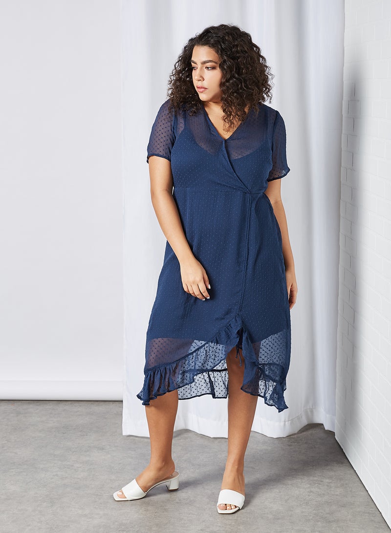 VERO MODA - Sheer Ruffled Mesh Dress Black Iris - Image 1