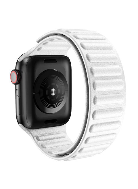 Leather Link Band For Apple Series 6/5/4/3/SE White