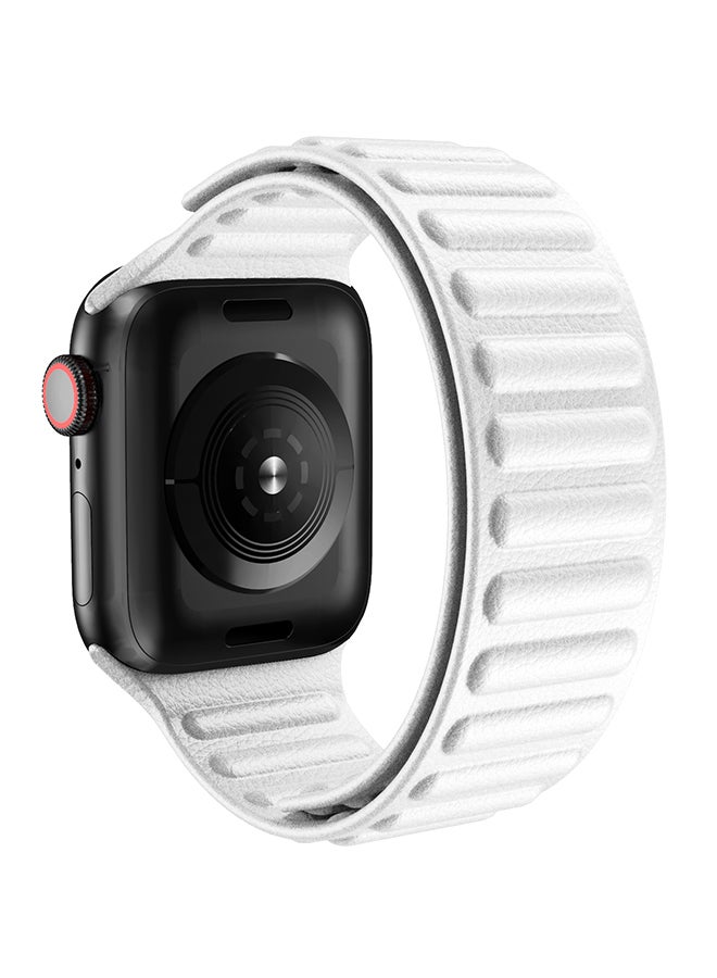 Foxcon - Replacement Leather Link Apple Watch Band for 45/44/42mm White - Image 1