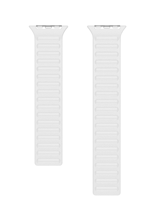 Foxcon - Replacement Leather Link Apple Watch Band for 45/44/42mm White - Image 1