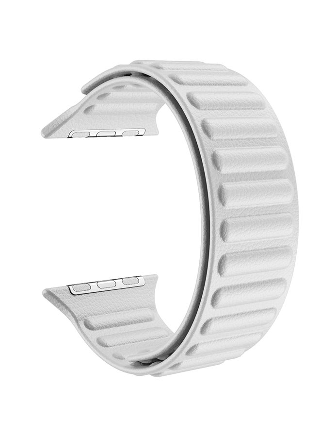 Foxcon - Replacement Leather Link Apple Watch Band for 45/44/42mm White - Image 1