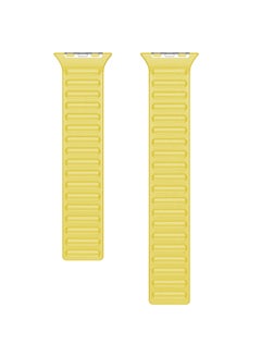 Foxcon Replacement Leather Link Apple Watch Band for 45/44/42mm Yellow  - Image 3