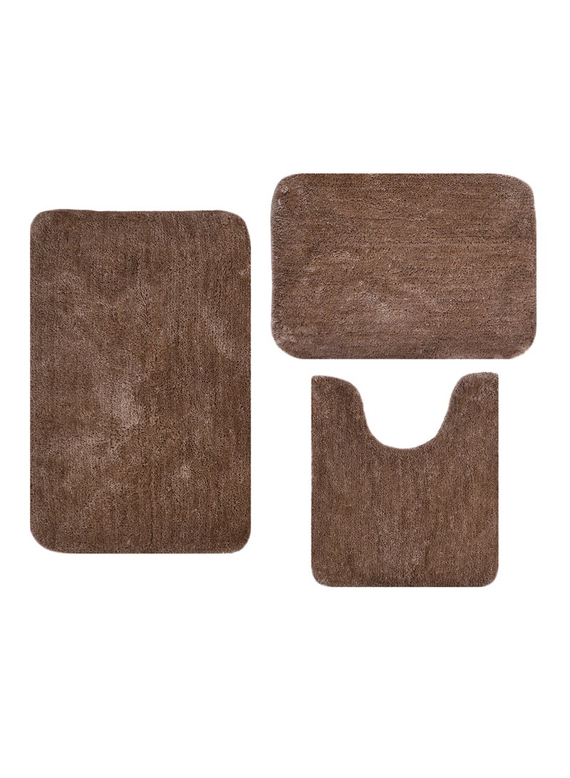 Xtromac Bath Mat Xtromac - 50 x 80cm & 43 x 60cm & Contour 48 x 60 cm - 100% Polyester - Bathroom Mat Economical 3 Piece Brown Large - 50 x 80cm, Small - 43 x 60cm, Contour - 48 x 60cm - Image 2