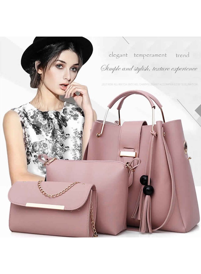 3-Piece Fashion Bag Set Pink  - Image 4