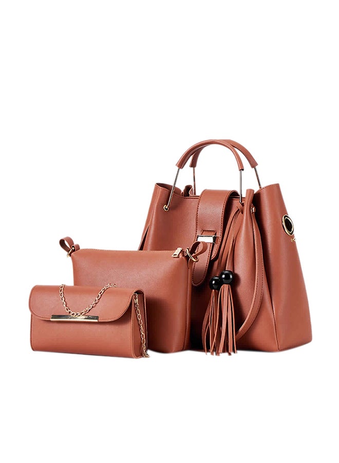 3-Piece Fashion Bag Set Brown  - Image 1