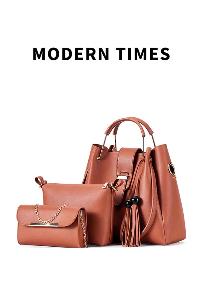 3-Piece Fashion Bag Set Brown  - Image 5