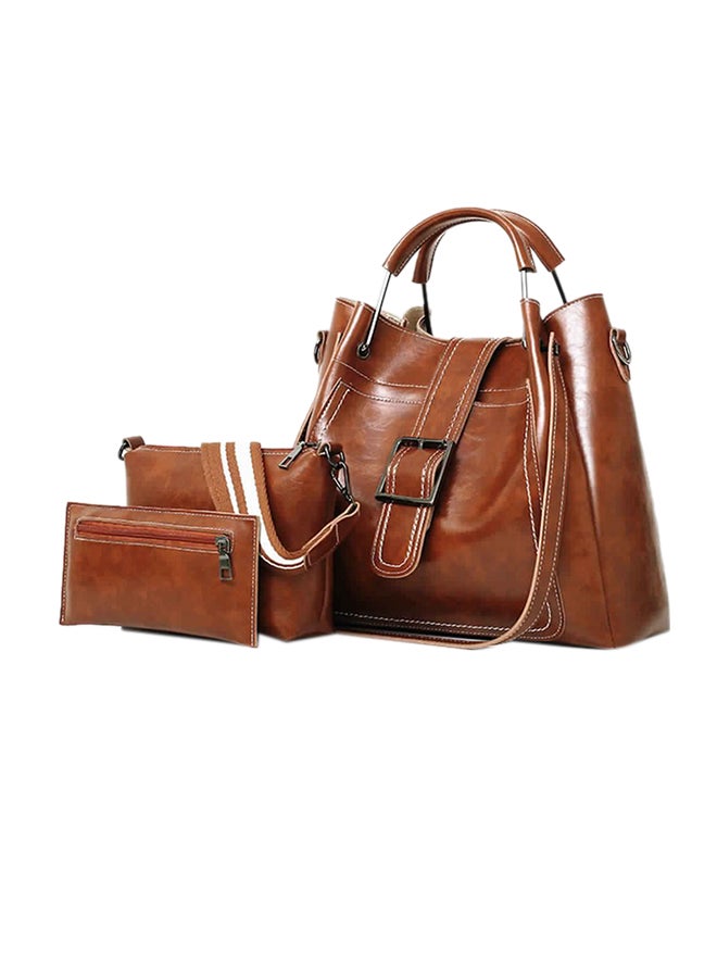 3-Piece Retro Bag Set Brown  - Image 1