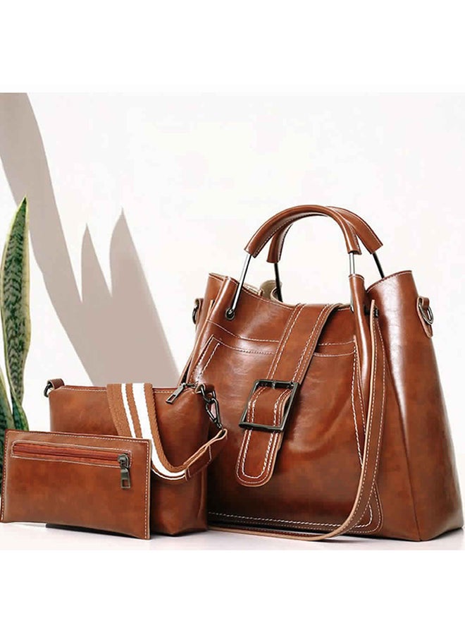 3-Piece Retro Bag Set Brown  - Image 3
