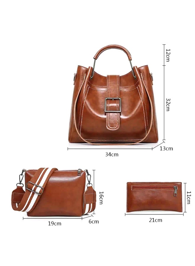 3-Piece Retro Bag Set Brown  - Image 4