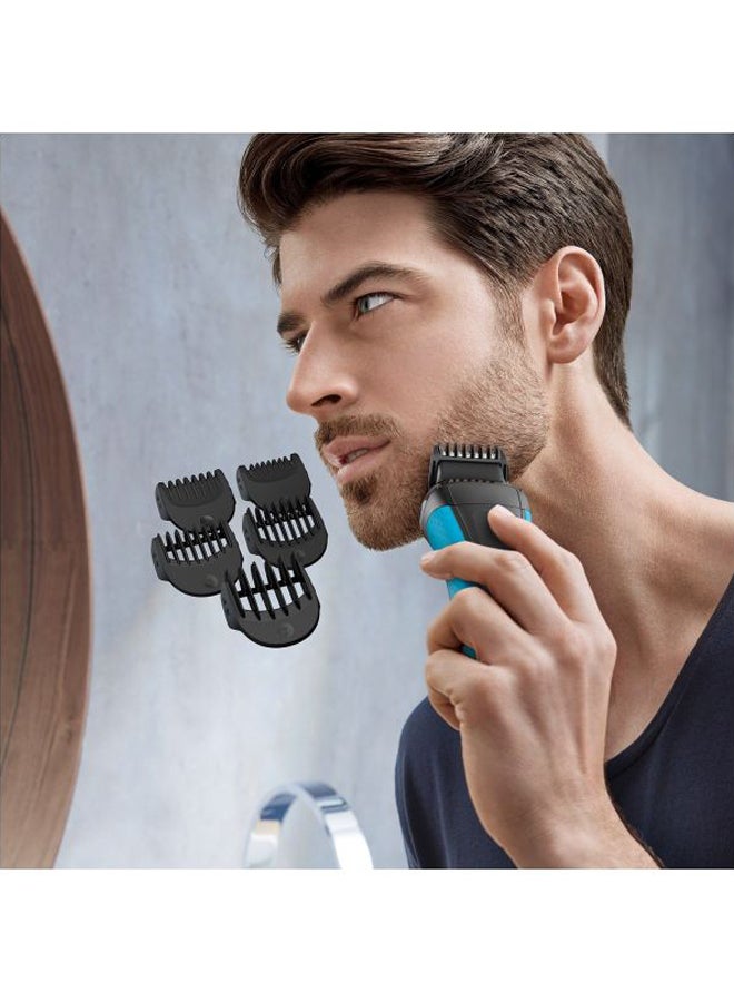 براون مجموعة ماكينة تهذيب شعر للتصفيف والحلاقة من السلسلة 3 مزودة بعدد 5 أمشاط أزرق/أزرق 5.7x15.5x22.2سم - Image 3