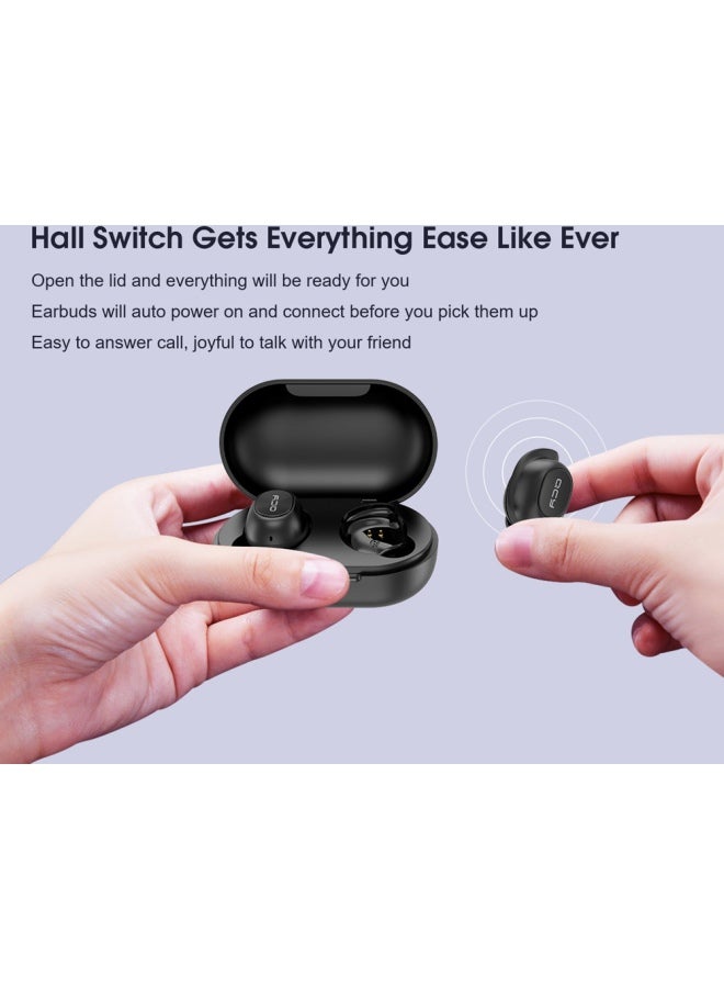 كيو سي واي سماعة أذن لاسلكية T9S مع علبة شحن أسود - Image 2