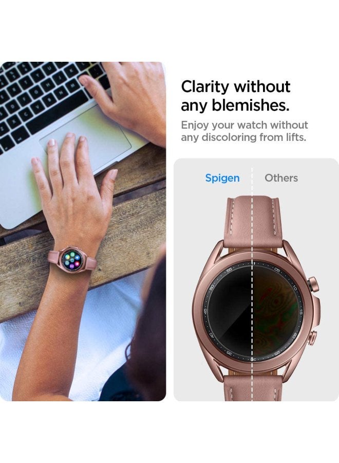 Spigen - EZ Fit (2 Pack) Tempered Glass Screen Protector for Galaxy Watch 3 (41mm) with Auto Align technology tray Clear - Image 1
