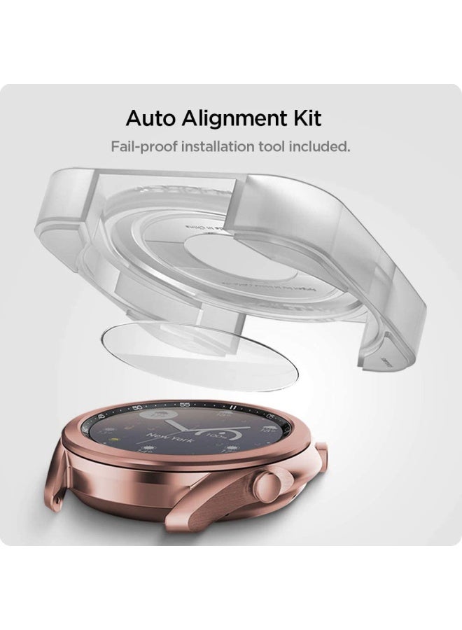 Spigen - EZ Fit (2 Pack) Tempered Glass Screen Protector for Galaxy Watch 3 (41mm) with Auto Align technology tray Clear - Image 1