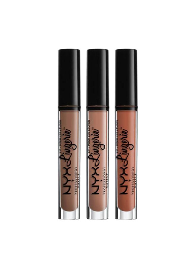 NYX PROFESSIONAL MAKEUP - 3-Piece Lip Lingerie Set Honeymoon 01/Satin ribbon 07/Seduction 17 - Image 1
