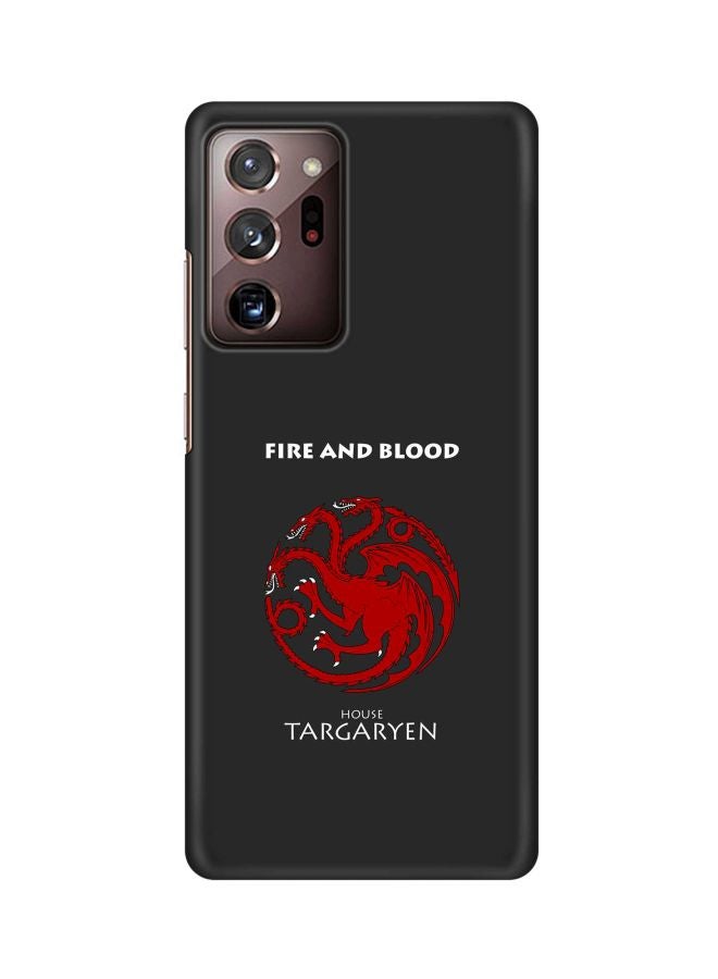 ستايلايزد غطاء حماية واقٍ مزين بطبعة عبارة "House Targaryen" مستوحاة من مسلسل "Game of Thrones" من سلسلة سناب كلاسيك لهاتف سامسونج جالاكسي نوت 20 ألترا أسود/أحمر/أبيض - Image 1