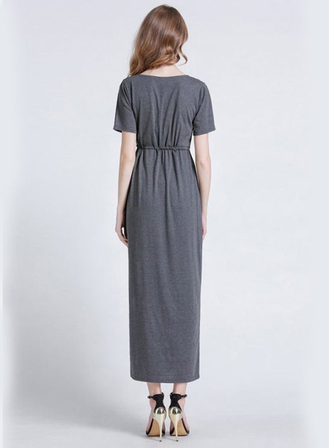 Beauenty Front Tie-Knot Dress Grey/White - Image 2