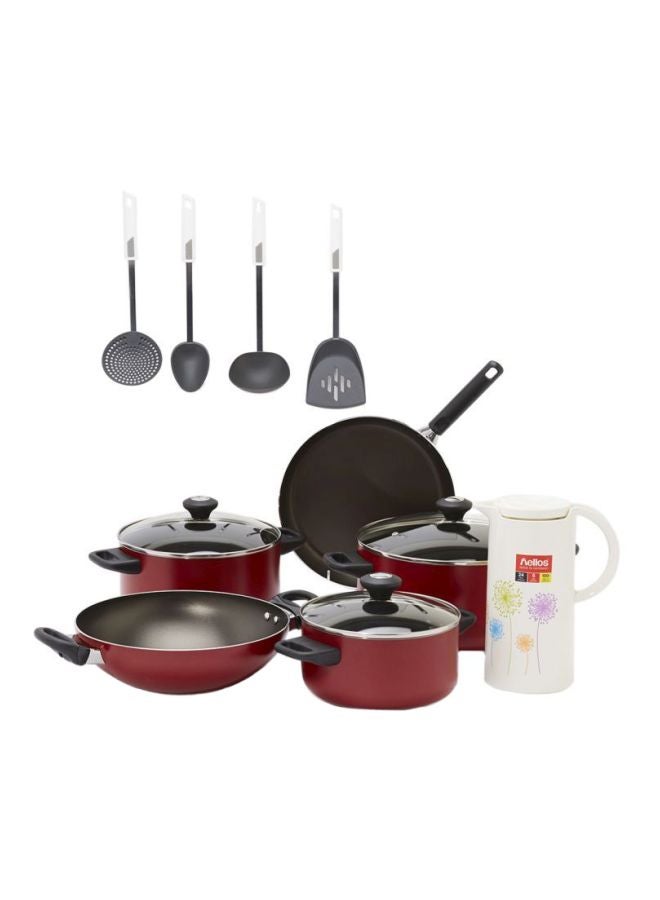 Prestige 12-Piece Cooking Set Pr21179 + Flask Hl556-001 Red 