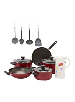 برستيج طقم أواني طهي من 12 قطعة، طراز Pr21179 + تُرمس، طراز Hl556-001 أحمر/أسود  - Image 1