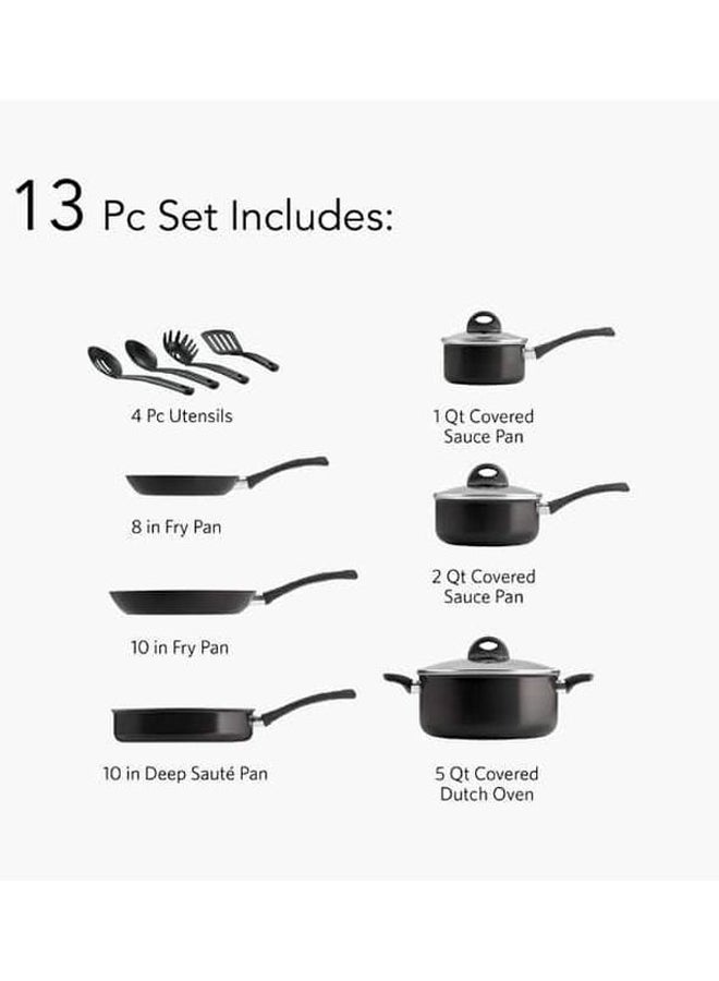 ترامونتينا - طقم أدوات الطهي مُكون من 13 قطعة أسود Casserole 1x24, Deep Frying Pan 1x26, Frying Pan 1x26, Saucepan 1x20, Frying Pan 1x18, Saucepan 1x16سم - Image 1