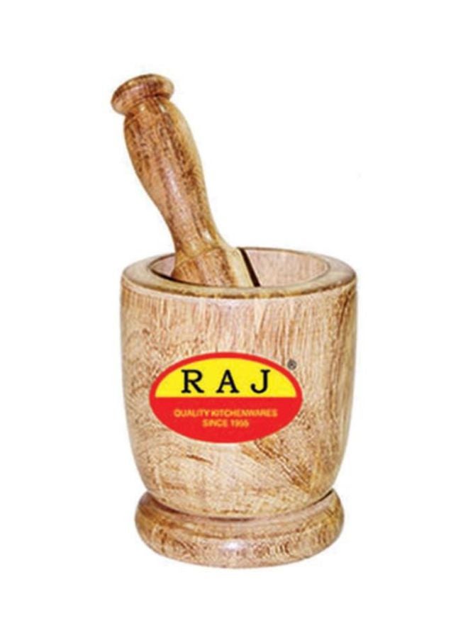 Wooden Mortar And Pestle Set Brown 10x10cm