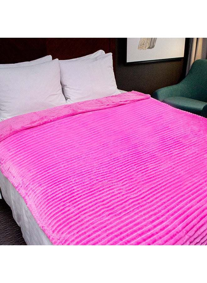 Helena Ribbed Thermal Blanket fleece Pink 200x150cm - Image 1