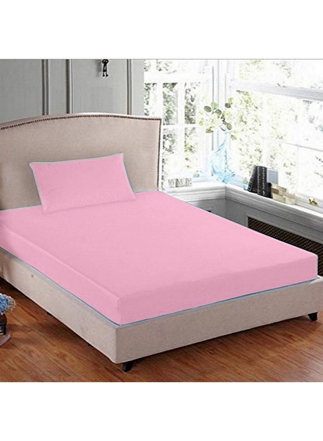 Bedsheet With Pillow Cover Cotton Pink 100x200cm