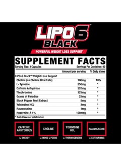Nutrex Research Lipo 6 Black Extreme Potency Weight Loss Support - 120 Capsules  - Image 3