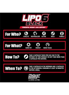 Nutrex Research Lipo 6 Black Extreme Potency Weight Loss Support - 120 Capsules  - Image 4