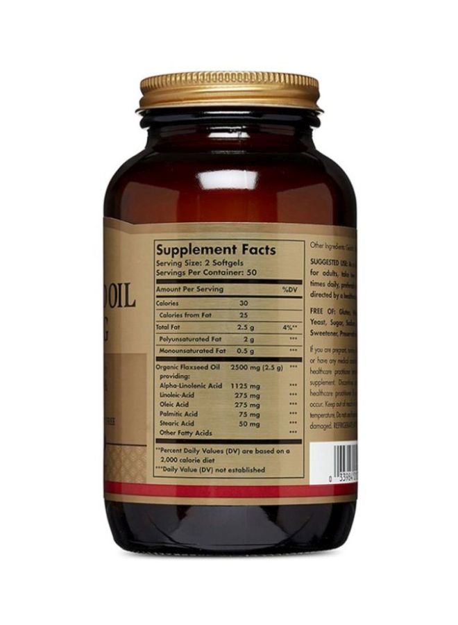 Solgar Flaxseed Oil Dietary Supplement 1250 mg - 100 Softgels - Image 3