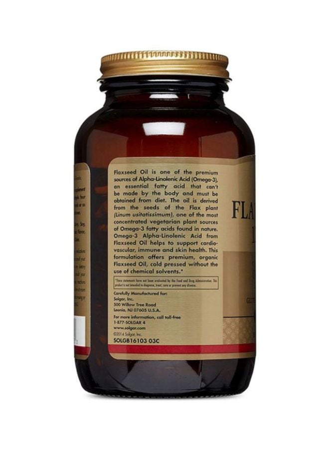 Solgar Flaxseed Oil Dietary Supplement 1250 mg - 100 Softgels - Image 2