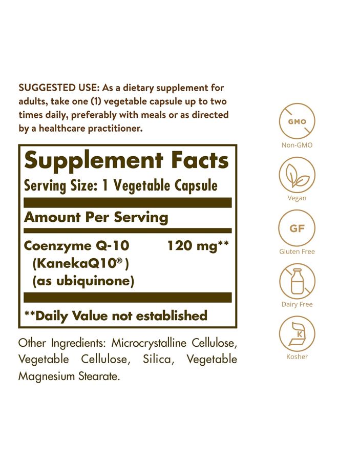 Solgar CoQ-10 Dietary Supplement 120mg - 60 Capsules - Image 2