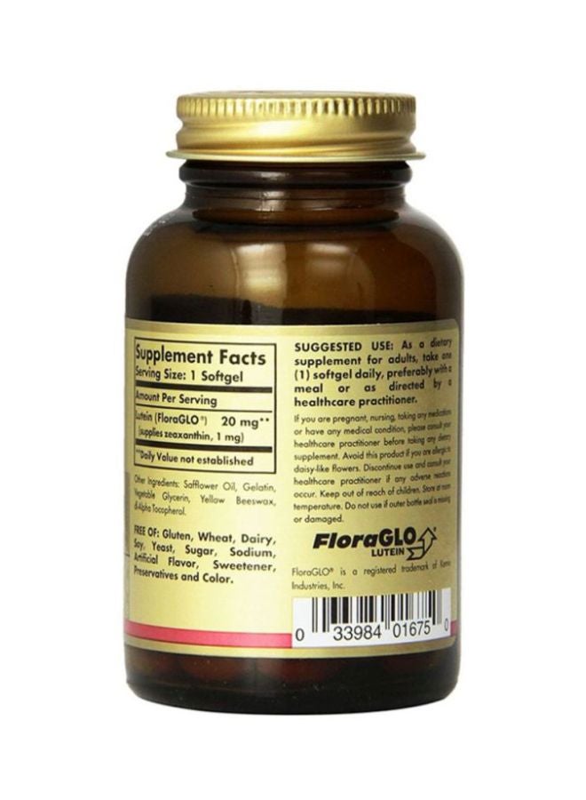 Solgar Lutein Eye Health Dietary Supplement 20mg - 60 Softgels - Image 2