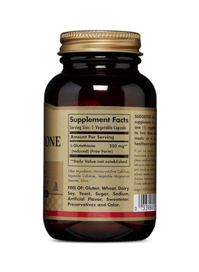 Solgar L-Glutathione Dietary Supplement 250mg - 60 Vegetable Capsules - Image 4