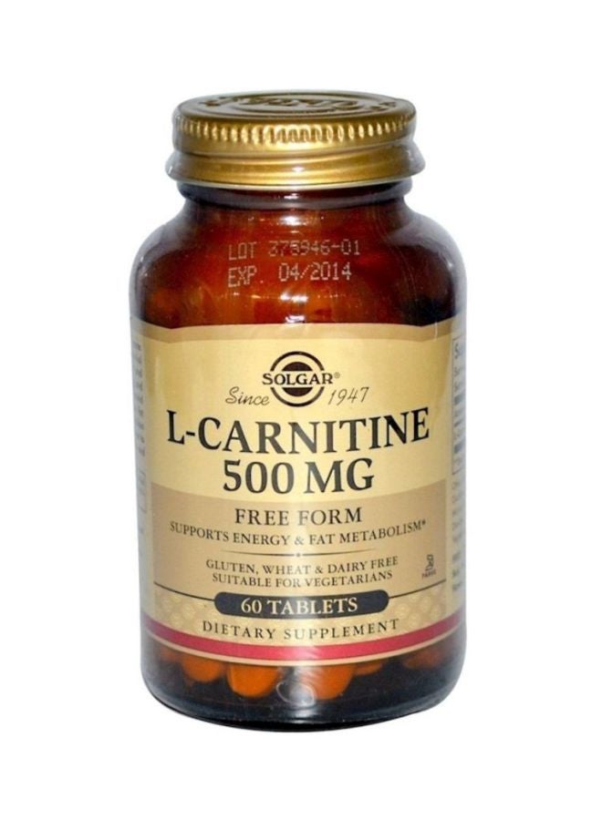 Solgar L-Carnitine Dietary Supplement 500mg - 60 Tablets - Image 1