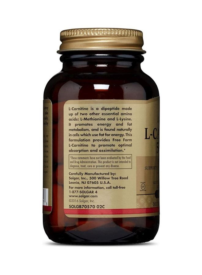 Solgar L-Carnitine Dietary Supplement 500mg - 60 Tablets - Image 4