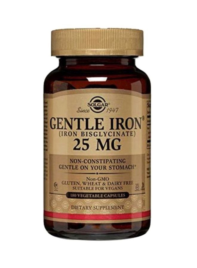 Solgar Gentle Iron Dietary Supplement 25mg - 180 Capsules - Image 1