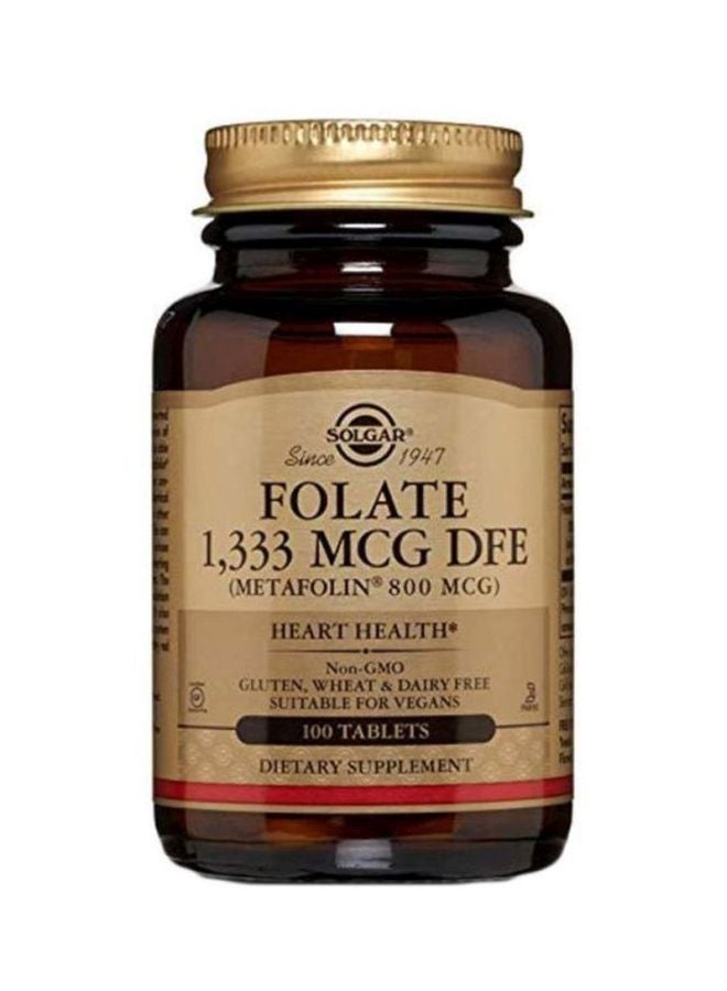 Solgar Folate 1, 333 MCG DFE Dietary Supplement - 100 Tablets - Image 1