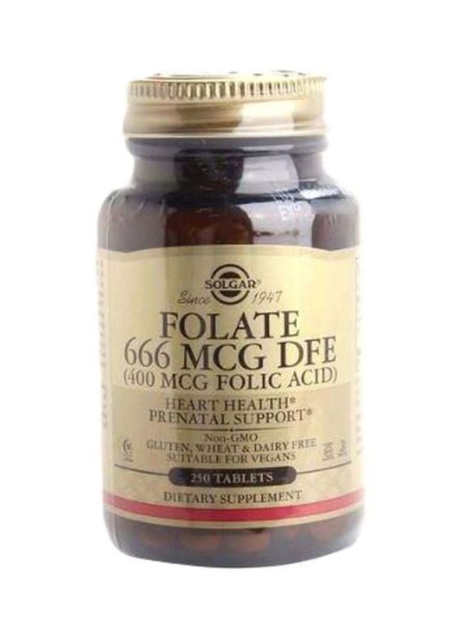 Solgar Folate 666 MCG DFE Dietary Supplement - 250 Tablets - Image 1