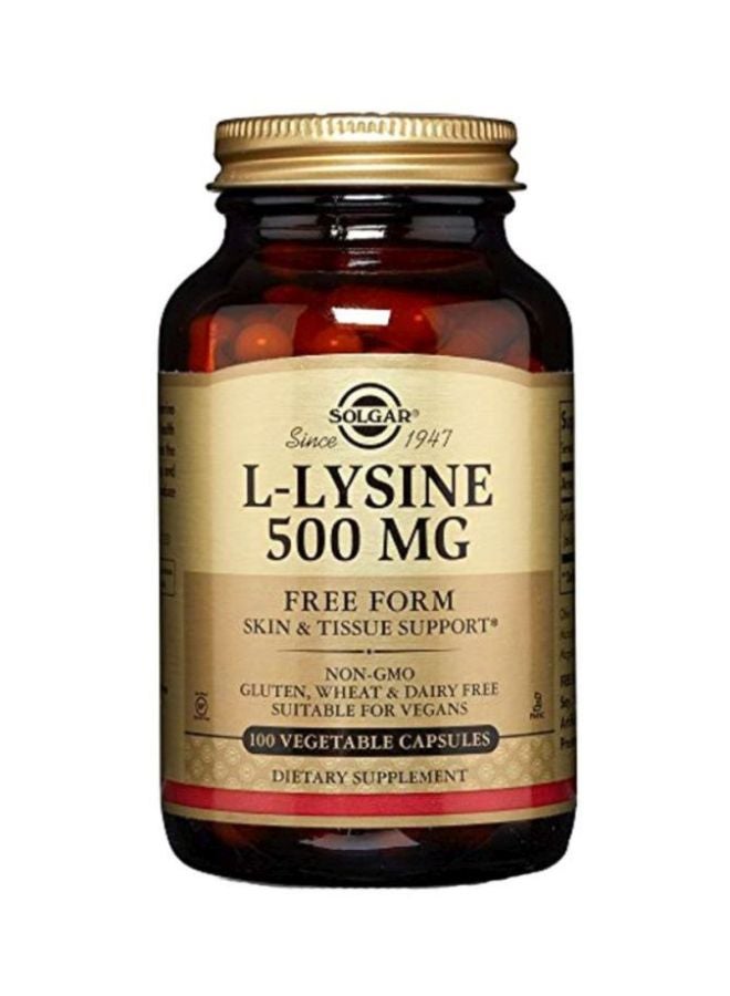 Solgar L-Lysine Supplement - 100 Vegetable Capsules - Image 1