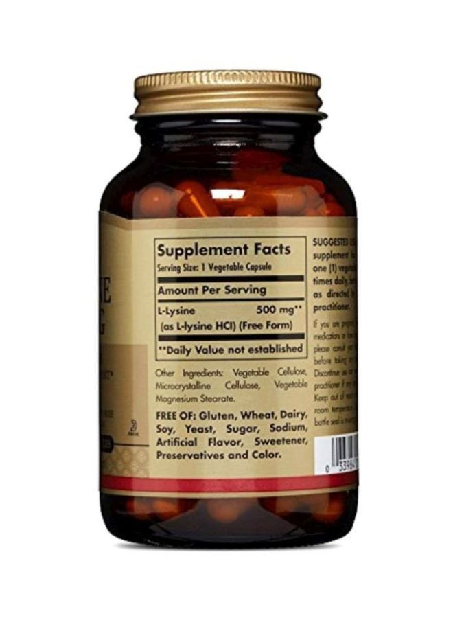 Solgar L-Lysine Supplement - 100 Vegetable Capsules - Image 2