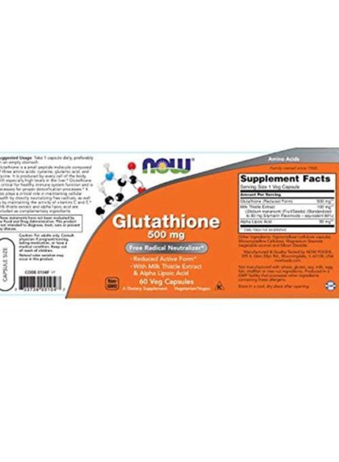 Now Foods Glutathione 500mg 60 Veg Capsules  - Image 3