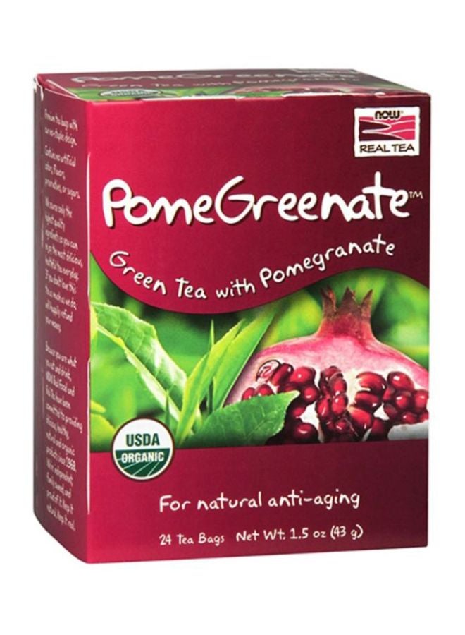 ناو فودز عبوة أكياس شاي أخضر بالرمان تحتوي على 24 قطعة - Image 1