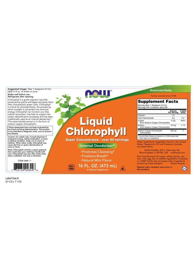 Now Foods Chlorophyll liquid Mint Flavour - Image 3